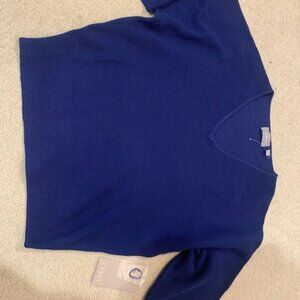 Blue Waffle V-neck Sweater